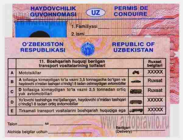 Водительские удостоверения в Республике Узбекистан